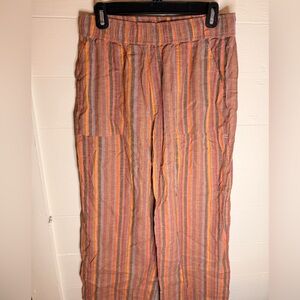 Toad&Co Earthy Toned Striped Wide-Legged Taj Hemp Pants